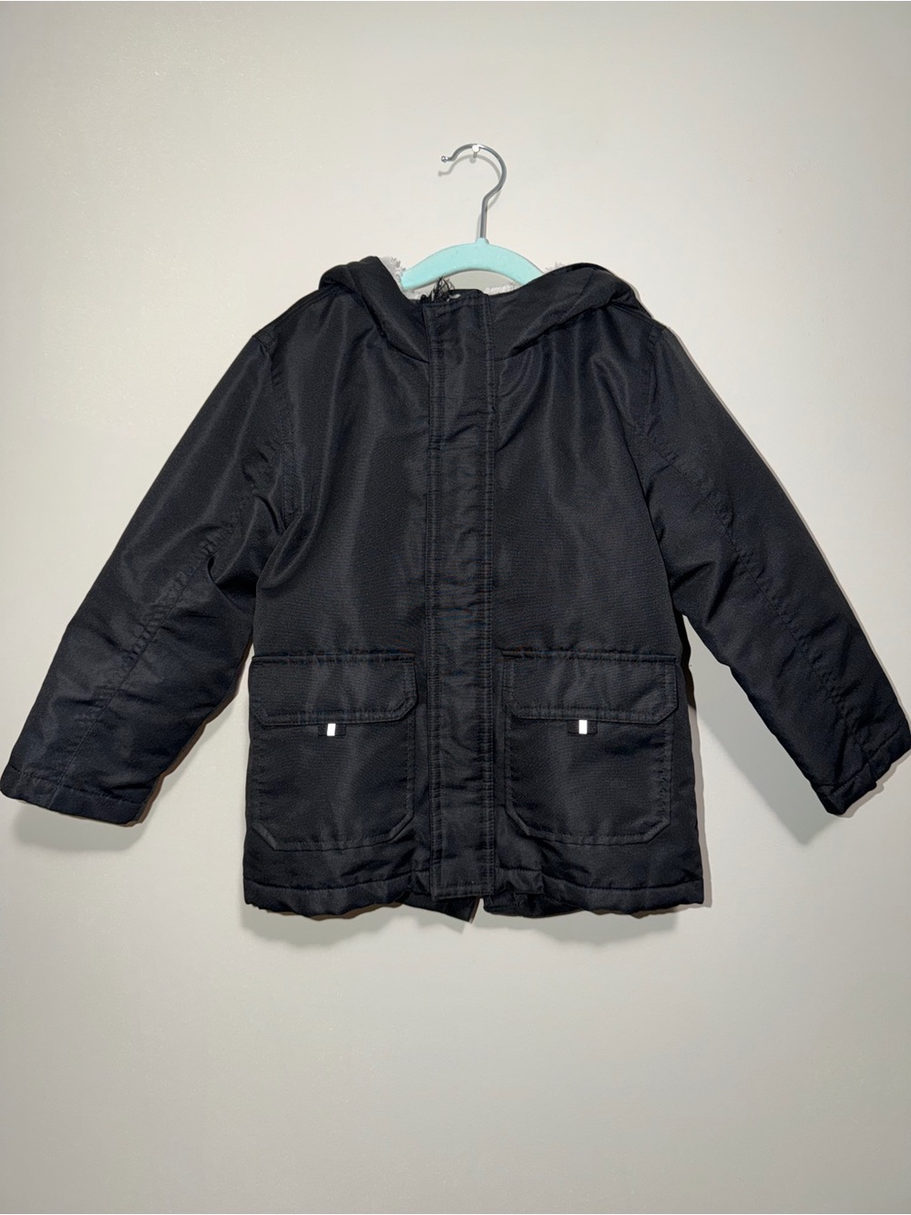 wonder nation Black Hooded Puffer Coat for Kids